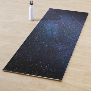 Navy Blue Milky way Night sky Galaxy Photograph Yoga Mat