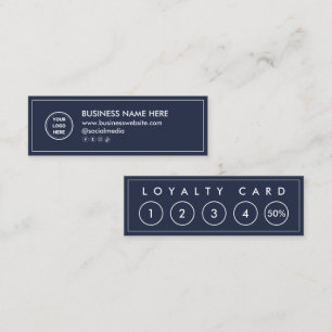 Navy Blue Mini Chic Modern Minimalist Loyalty Card