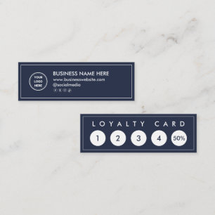 Navy Blue Mini Chic Modern Minimalist Loyalty Card