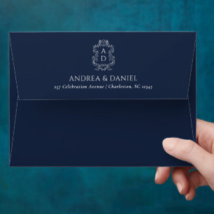 Navy Blue Minimal and Chic Wedding Envelope