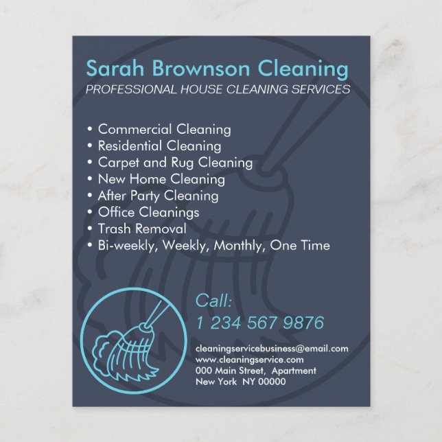 Navy Blue Minimal Home Cleaning Keeper Flyer (Front)