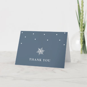 Navy Blue Minimal Modern Snowflake Baby Shower Thank You Card