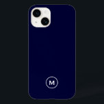 Navy Blue Minimal Monogram Case-Mate iPhone 14 Case<br><div class="desc">Stylish phone case design features a simple modern design in navy blueand white. Personalise phone case with custom initial. Change font or position using customise menu.</div>