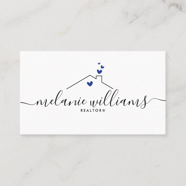 Navy Blue Minimal Realtor Business Card (Front)
