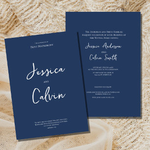 Navy Blue Minimal Religious Wedding Invitation