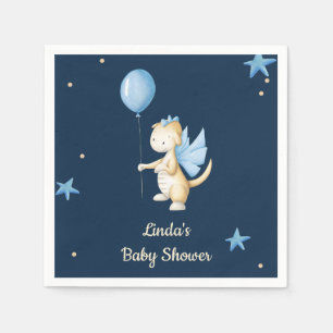 Navy Blue Minimalist Baby Dragon Baby Shower Napkin