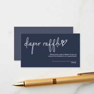 Navy Blue Minimalist Baby Shower Diaper Raffle Enclosure Card