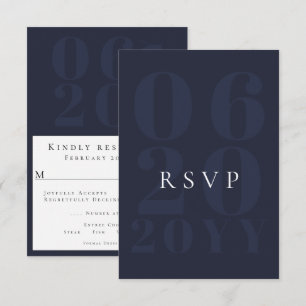 Navy Blue Minimalist Bold Type Wedding RSVP Card