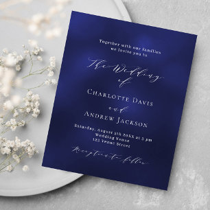 Navy blue minimalist budget wedding invitation