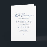 Navy Blue Minimalist Dainty Script Wedding Program<br><div class="desc">Share details of your wedding with this customisable wedding program booklet. These customisable folded programs feature whimsical script and minimalist typography. These navy blue modern wedding programs are perfect for any wedding theme. Matching items are available.</div>