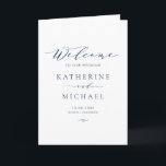 Navy Blue Minimalist Dainty Script Wedding Program<br><div class="desc">Share details of your wedding with this customisable wedding program booklet. These customisable folded programs feature whimsical script and minimalist typography. These modern navy blue wedding programs are perfect for any wedding theme. Matching items are available.</div>