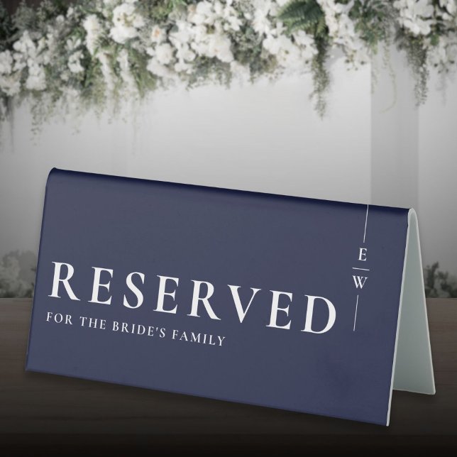 Navy Blue Minimalist Modern Reserved (Navy Blue Minimalist Modern Reserved Table Tent)