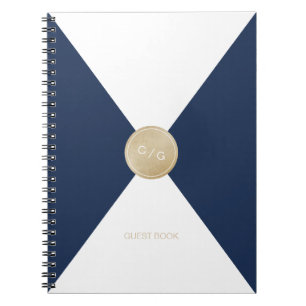 Navy blue minimalist modern wedding guest book