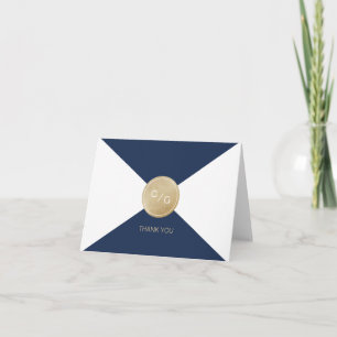 Navy blue minimalist modern wedding thank you card