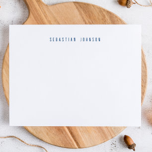 Navy Blue Minimalist Personalised Name Stationery Card