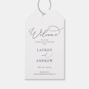 Navy Blue Minimalist Rehearsal Dinner Gift Tags