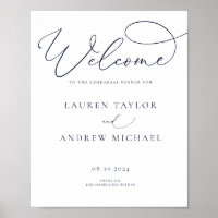 Navy Blue Minimalist Rehearsal Dinner Sign