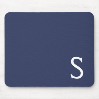 Navy Blue Minimalist Retro Monogram Initial Custom Mouse Pad