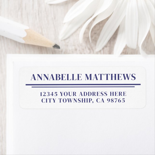 Navy Blue Minimalist Return Address Label (Insitu)