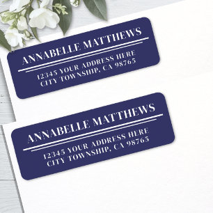 Navy Blue Minimalist Return Address Label