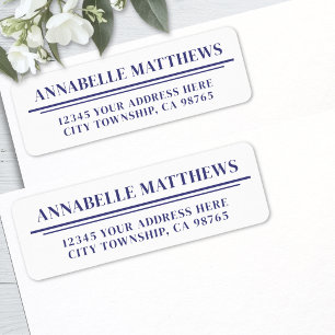 Navy Blue Minimalist Return Address Label