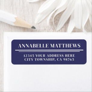 Navy Blue Minimalist Return Address Label