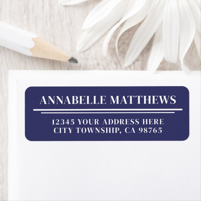 Navy Blue Minimalist Return Address Label (Insitu)