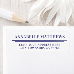 Navy Blue Minimalist Return Address Return Address Label
