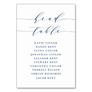 Navy Blue Minimalist Script Head Table Wedding  Number