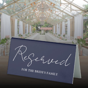 Navy Blue Minimalist Script Reserved