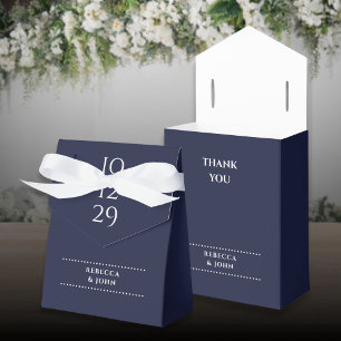 Navy Blue Minimalist Special Date Wedding Favour Box