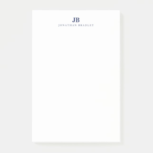 Navy Blue Minimalist Two Letter Monogram Name Post-it Notes (Front)
