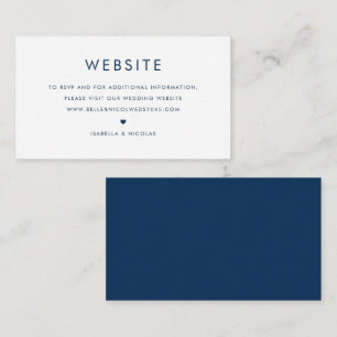 Navy Blue Minimalist Typography Wedding Website Enclosure Card