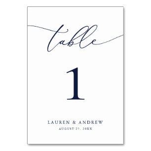 Navy Blue Minimalist Wedding   Event Custom Table  Number