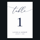 Navy Blue Minimalist Wedding | Event Custom Table  Table Number<br><div class="desc">(**PLEASE NOTE: To order,  simply adjust your table number (and name/date) and add each number to your cart separately. Then check out once you are finished.) Beautiful,  elegant,  modern and minimalist,  table number card. Fully customisable with your names (or Event Name) and Date.</div>
