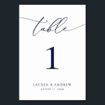 Navy Blue Minimalist Wedding | Event Custom Table  Table Number<br><div class="desc">(**PLEASE NOTE: To order,  simply adjust your table number (and name/date) and add each number to your cart separately. Then check out once you are finished.) Beautiful,  elegant,  modern and minimalist,  table number card. Fully customisable with your names (or Event Name) and Date.</div>