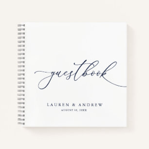 Navy Blue Minimalist Wedding Guestbook Notebook