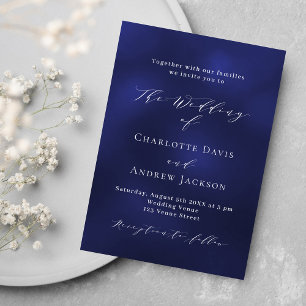 Navy blue minimalist wedding invitation
