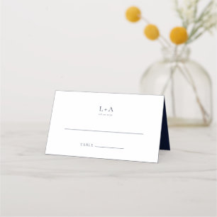 Navy Blue Minimalist Wedding Place Card