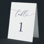 Navy Blue Minimalist Wedding Table Number<br><div class="desc">Beautiful navy blue,  elegant,  modern and minimalist,  table number card. Fully customisable. **PLEASE NOTE: To order,  simply adjust your table number and add each number to your cart separately. Then check out once you are finished.</div>