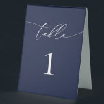 Navy Blue Minimalist Wedding Table Number<br><div class="desc">Beautiful navy blue,  elegant,  modern and minimalist,  table number card. Fully customisable. **PLEASE NOTE: To order,  simply adjust your table number and add each number to your cart separately. Then check out once you are finished.</div>