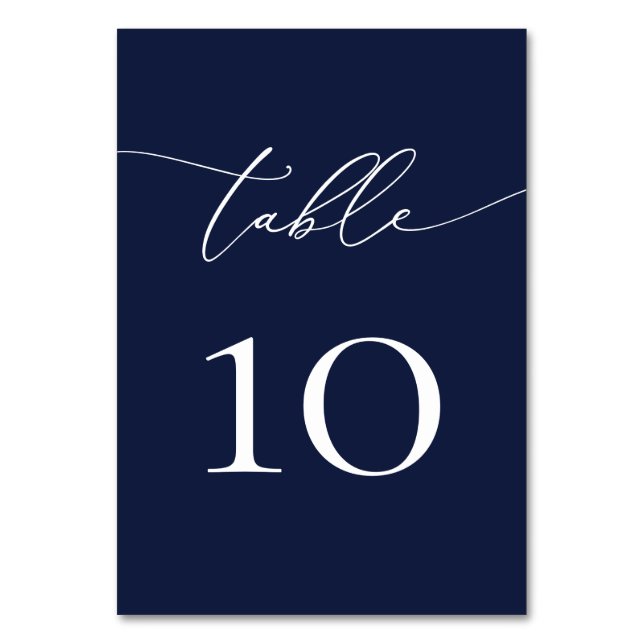Navy Blue Minimalist Wedding Table Number 1 (Front)