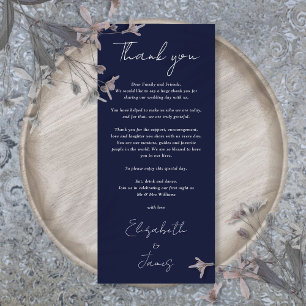 Navy Blue Minimalist Wedding Thank You Place Card