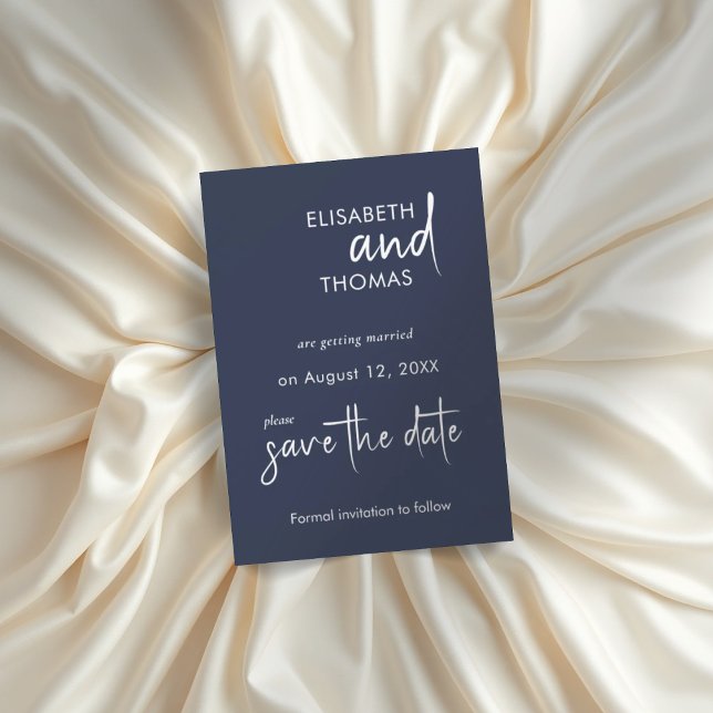 Navy Blue minimalistic elegant save the date card (Creator Uploaded)