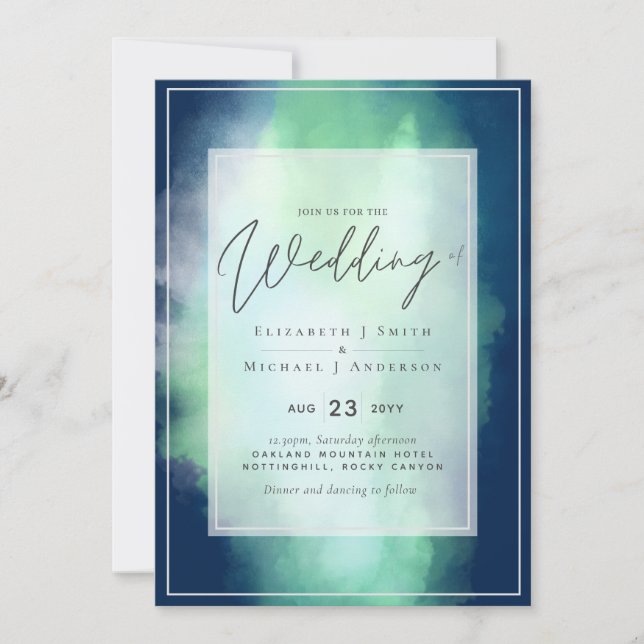 Navy Blue Mint Dreams Modern Budget Wedding (Front)