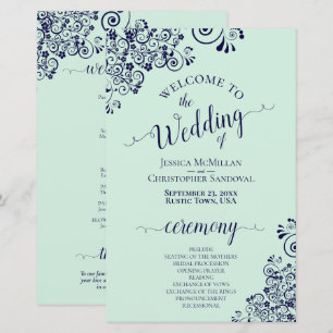 Navy Blue & Mint Green BUDGET Wedding Program