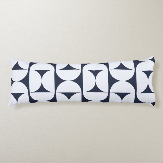 Navy Blue Mod Geometric Arch Pattern Pillow (Front)