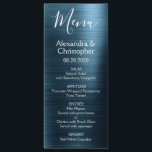 Navy Blue Modern and Elegant Wedding Menu<br><div class="desc">Navy Blue Modern Faux Metallic Stainless Steel Wedding Menu. This girly modern Navy Blue Script Wedding Menu can be customised to include the names of the Bride and Groom, the wedding date and the wedding dinner menu options. This Menu is part of a matching wedding collection and additional matching items...</div>