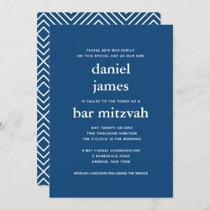 Navy Blue Modern Bar Mitzvah II Invitation