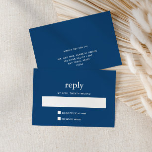 Navy Blue Modern Bar Mitzvah II Postcard Reply